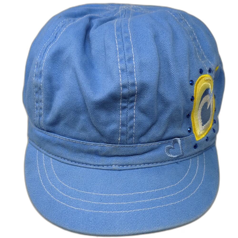 The Children's Place Blue Army Cap One Size Embroidered Hearts Rhinestones Hat